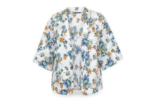 Select Womens White Floral  Cardigan Jumper Size 12