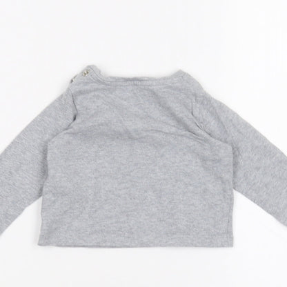 Brand and care label for Baby Boden Baby Grey Basic T-Shirt, size 3-6, Months