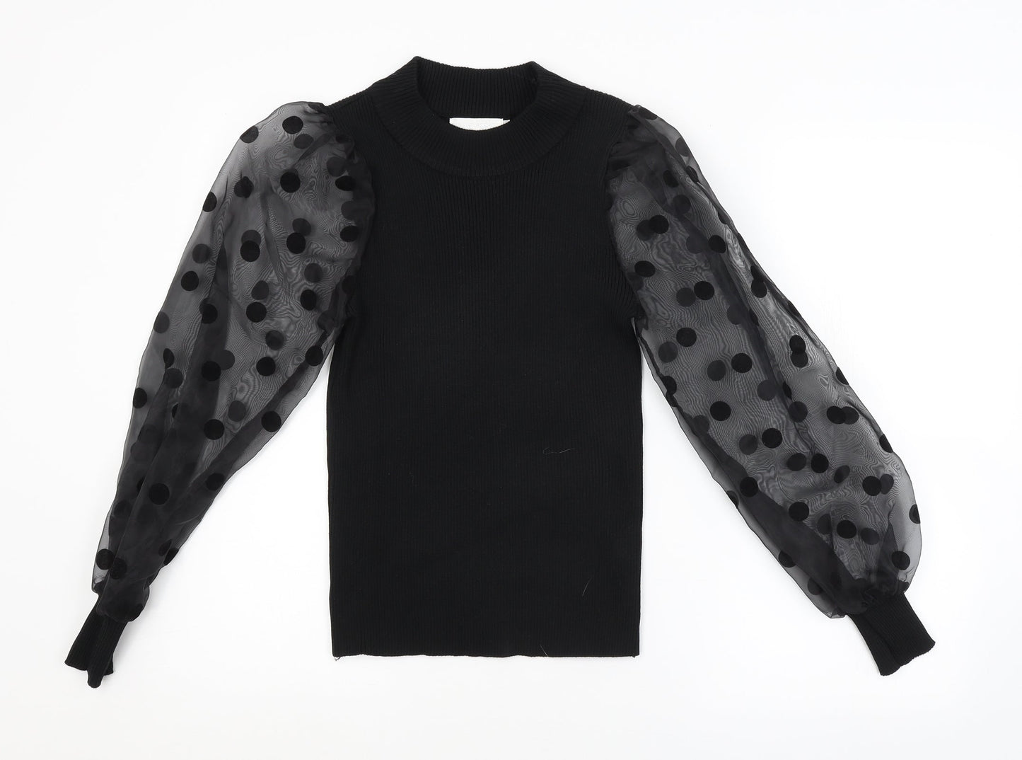 Flamant Rose Womens Black Polka Dot  Pullover Jumper Size M