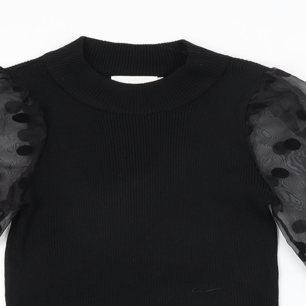 Flamant Rose Womens Black Polka Dot  Pullover Jumper Size M