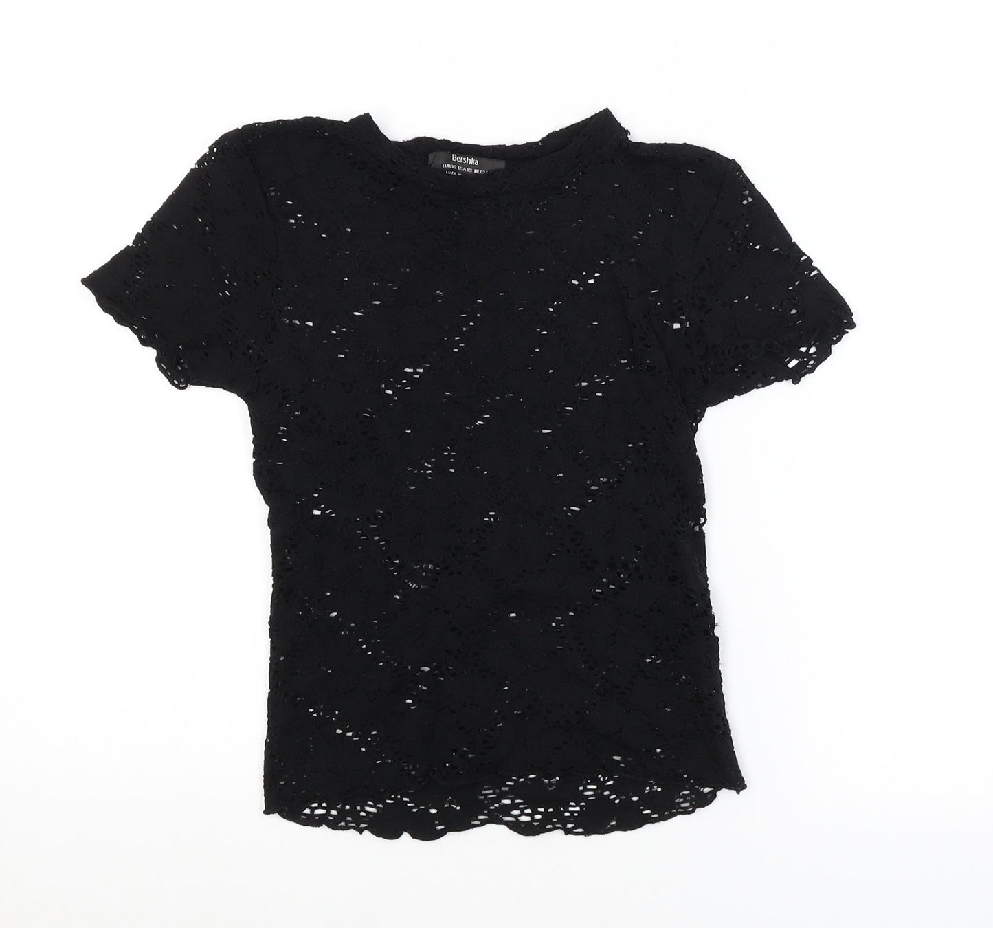 Bershka Womens Black Floral  Basic Blouse Size XS