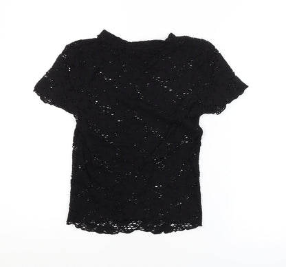 Bershka Womens Black Floral  Basic Blouse Size XS
