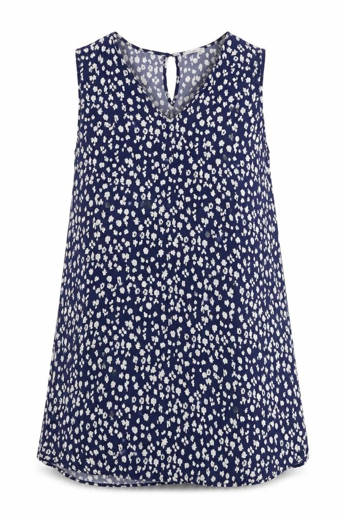 YERSE Womens Blue Floral  Basic Blouse Size S