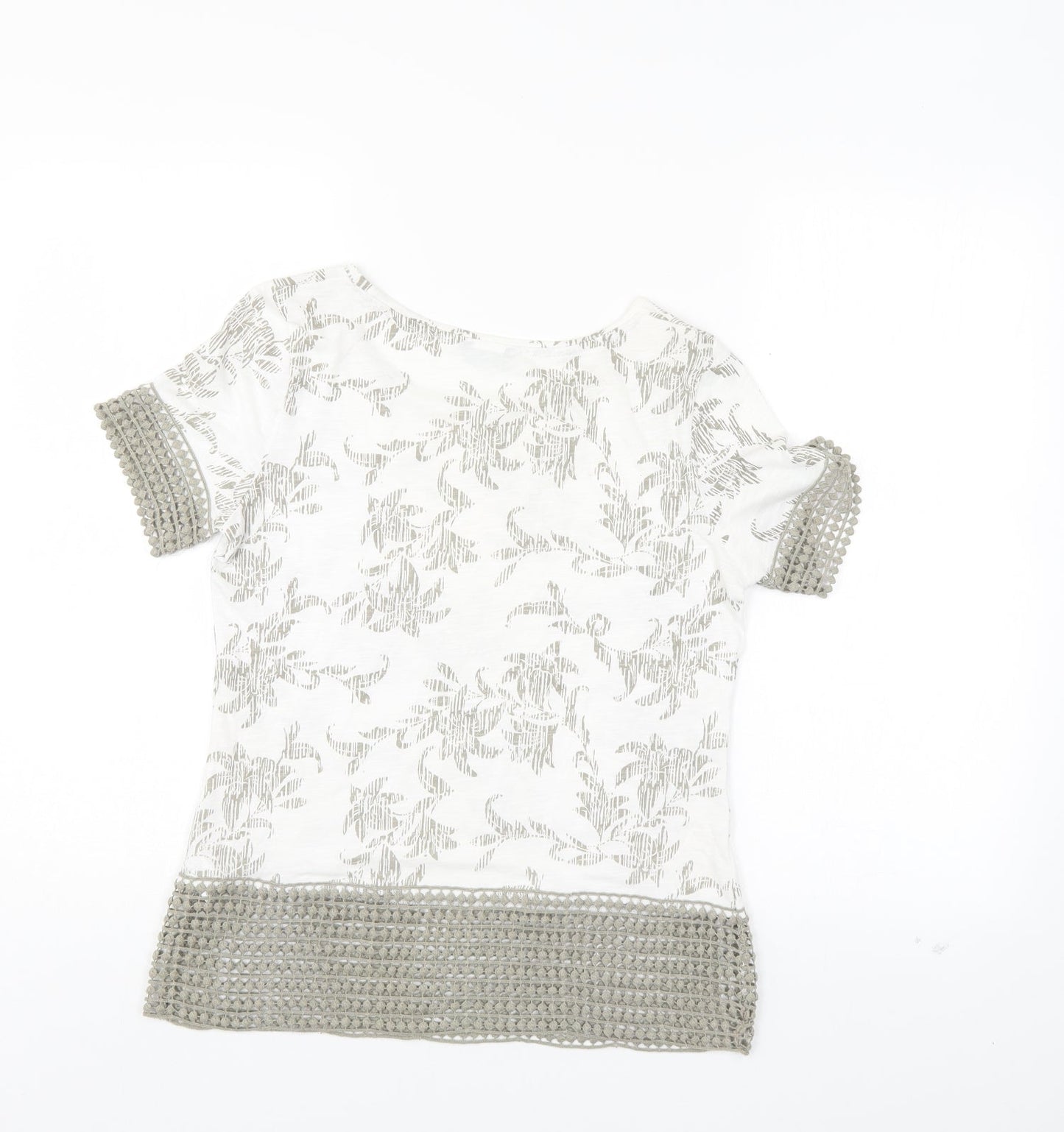 M&Co Womens Ivory Floral  Basic Blouse Size 8