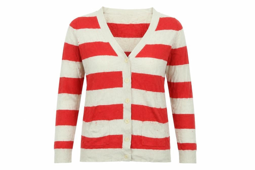 Papaya Womens Red Striped  Cardigan Jumper Size 10
