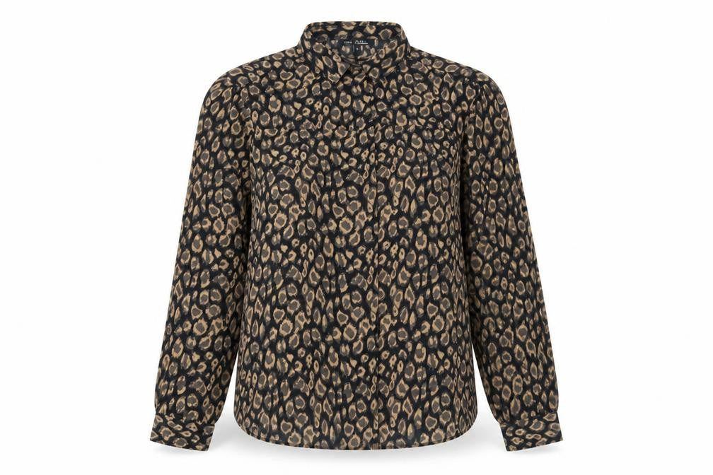 NEXT Womens Black Animal Print  Basic Button-Up Size 10