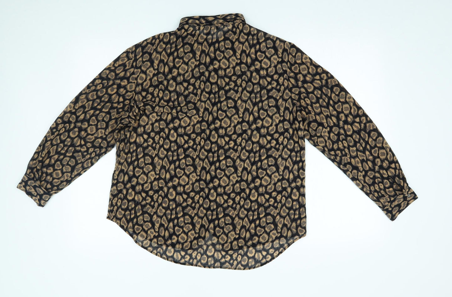 NEXT Womens Black Animal Print  Basic Button-Up Size 10