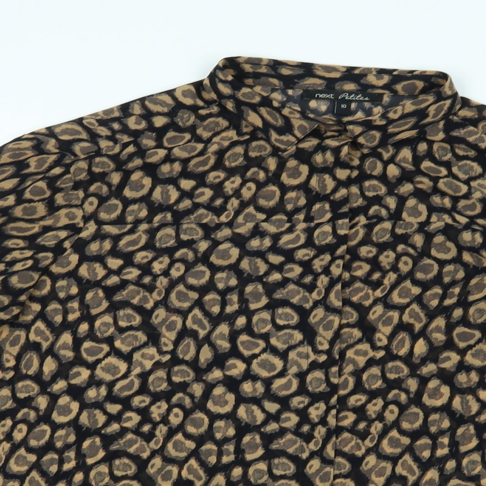 NEXT Womens Black Animal Print  Basic Button-Up Size 10