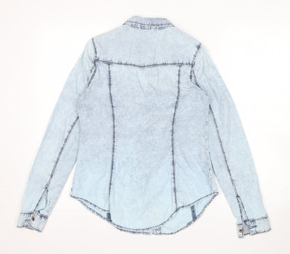Back view of Denim Co women’s blue denim basic button-up, size UK 8