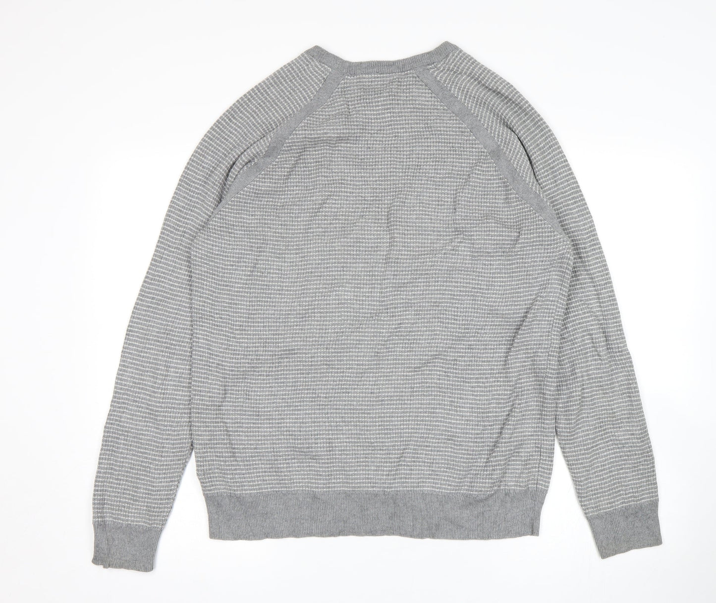 M&S Mens Grey Striped  Pullover Sweatshirt Size L