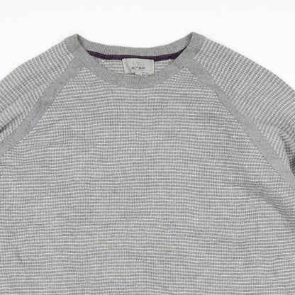 Preloved M&S Mens Grey Striped  Pullover Sweatshirt Size L - Detail