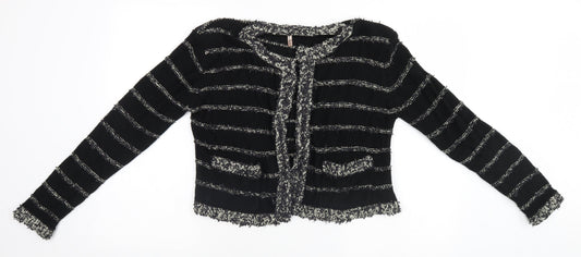 Sweewe Paris Womens Black Striped  Cardigan Jumper Size M