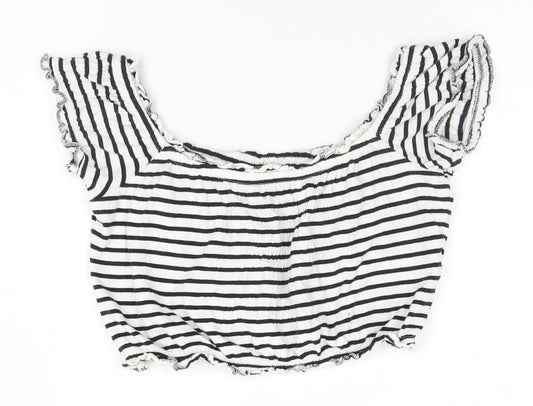 New Look Womens White Striped  Basic Tank Size 6