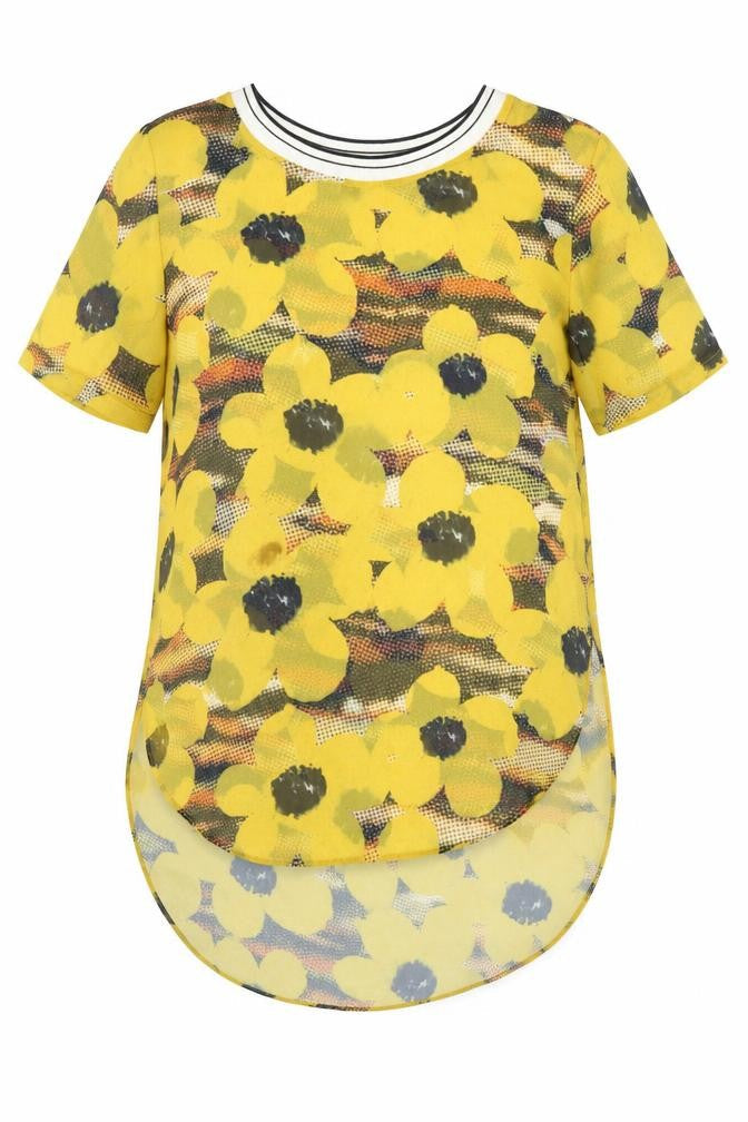 Topshop Womens Orange Floral  Basic Blouse Size 6