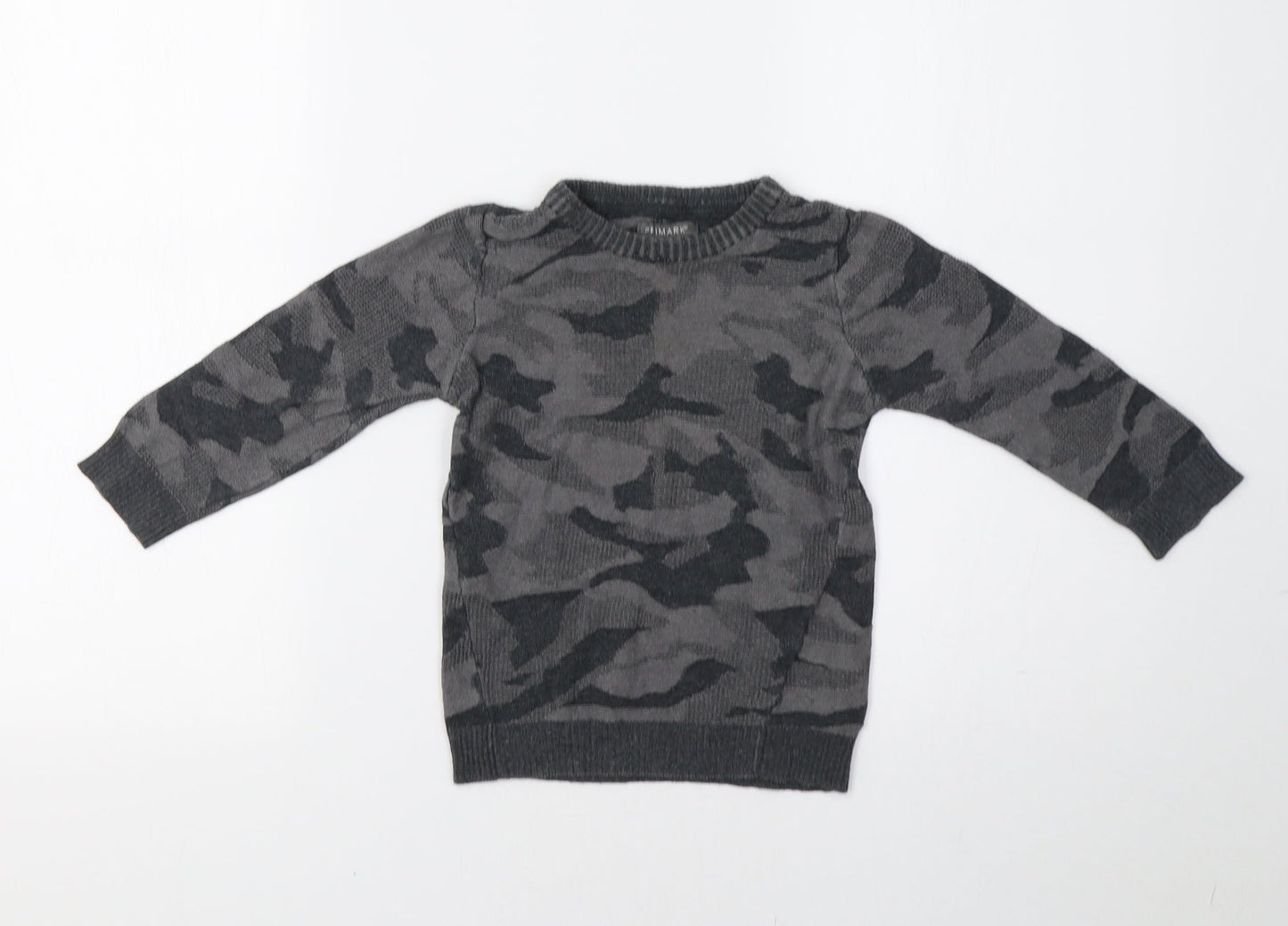 Primark Baby Grey Camouflage  Pullover Jumper Size 18-24 Months
