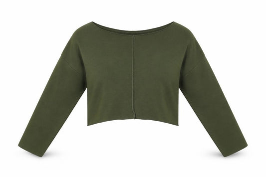 PRETTYLITTLETHING Womens Green   Pullover Sweatshirt Size 6  - Cropped