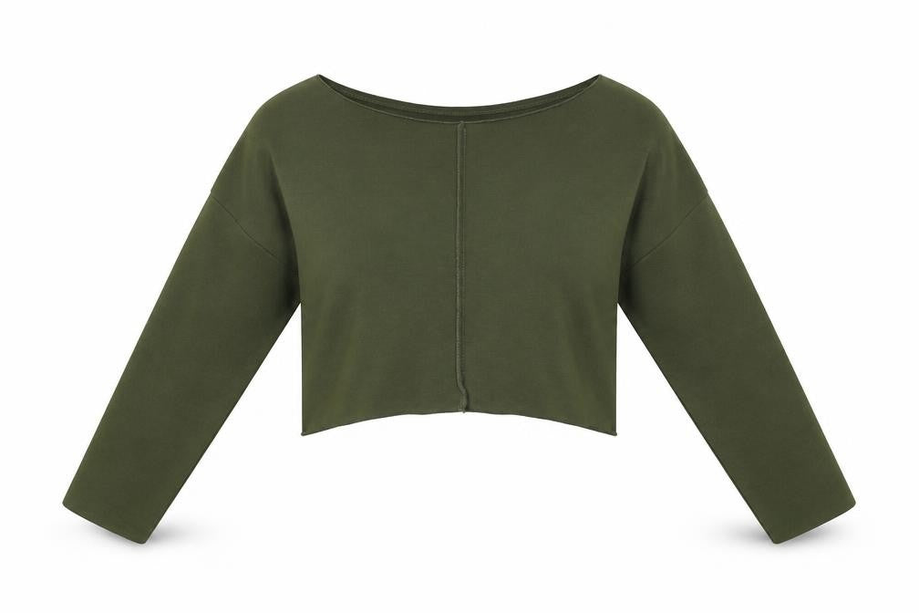 PRETTYLITTLETHING Womens Green   Pullover Sweatshirt Size 6  - Cropped