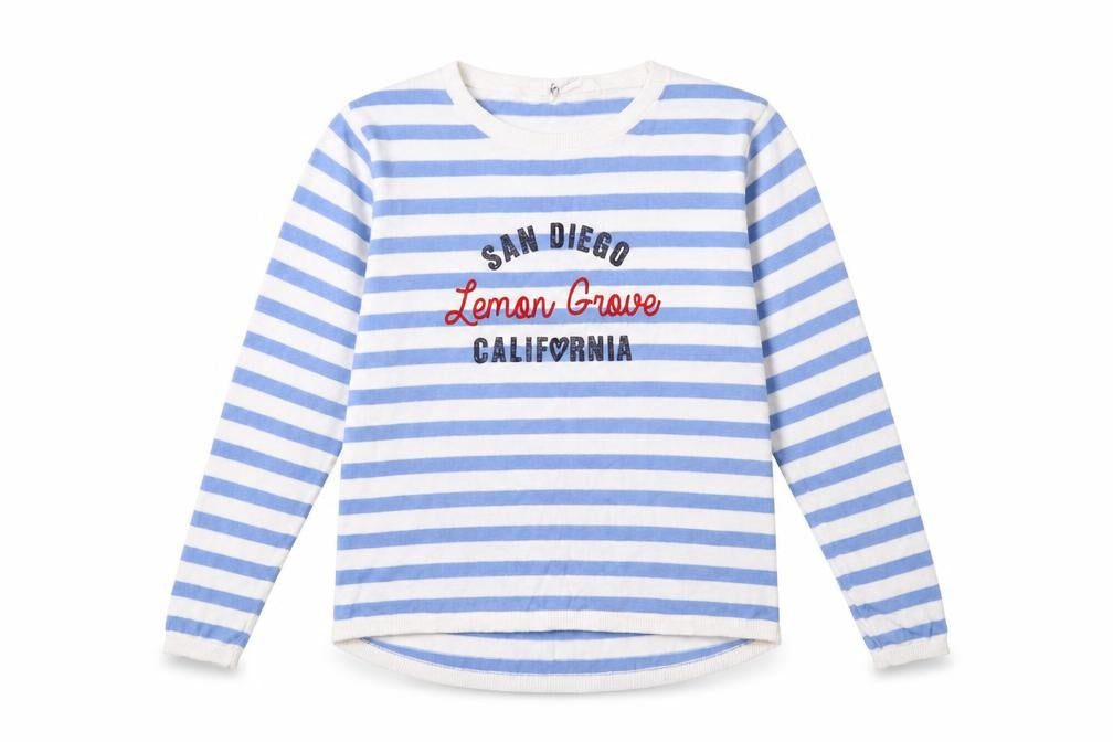 H&M Girls Blue Striped  Pullover Jumper Size 11 Years  - California