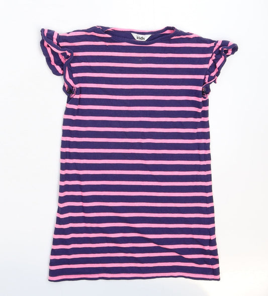 M&Co Girls Multicoloured Striped  T-Shirt Dress  Size 3-4 Years