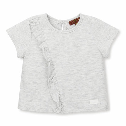 Front view of 7 For All Mankind girls’ grey basic t-shirt, size 18-24, months