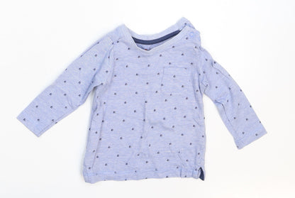 Additional front view of Merc Baby Blue Striped Basic T-Shirt, size 3-6, Months