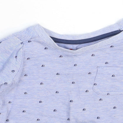 Close-up detail of Merc Baby Blue Striped Basic T-Shirt, size 3-6, Months