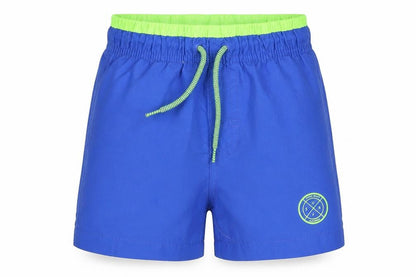 Front view of Rebel boys’ blue bermuda shorts, size 2-3, years