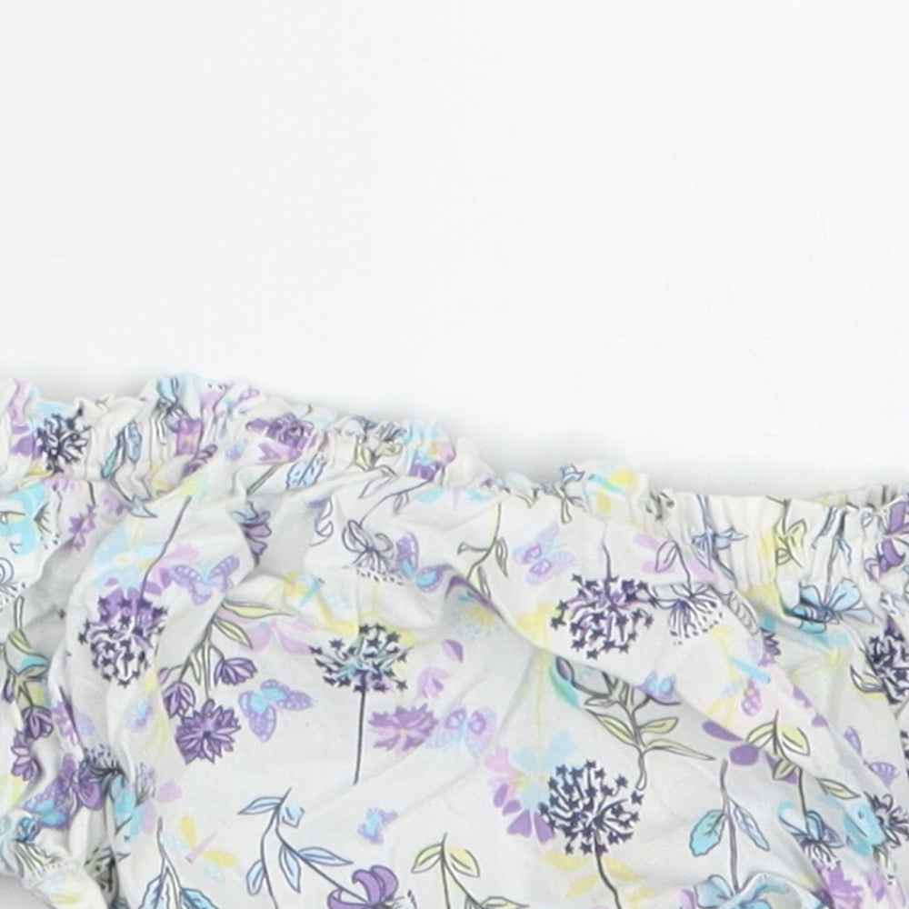 Pumpkin Patch Girls Purple Floral  Cropped Trousers Size 3-6 Months