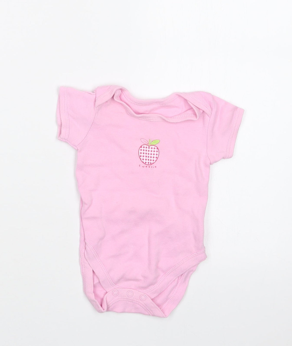 Additional front view of Early Days girls’ pink babygrow one-piece, size 0-3, months