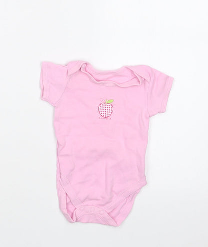 Additional front view of Early Days girls’ pink babygrow one-piece, size 0-3, months