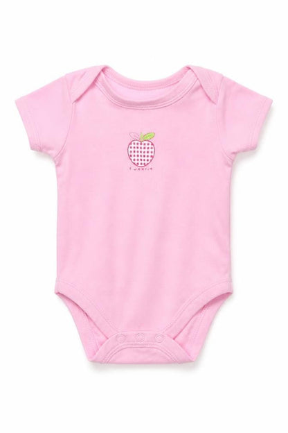 Front view of Early Days girls’ pink babygrow one-piece, size 0-3, months