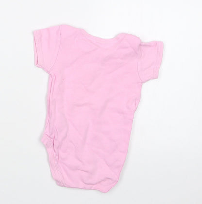 Back view of Early Days girls’ pink babygrow one-piece, size 0-3, months