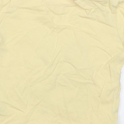Brand and care label for George girls’ yellow basic t-shirt, size 2-3, years