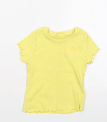 Additional front view of George girls’ yellow basic t-shirt, size 18-24, months
