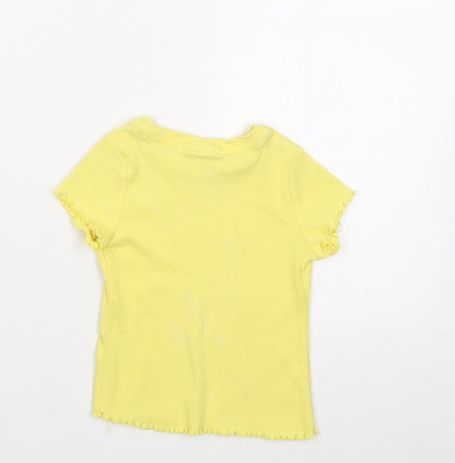Back view of George girls’ yellow basic t-shirt, size 18-24, months