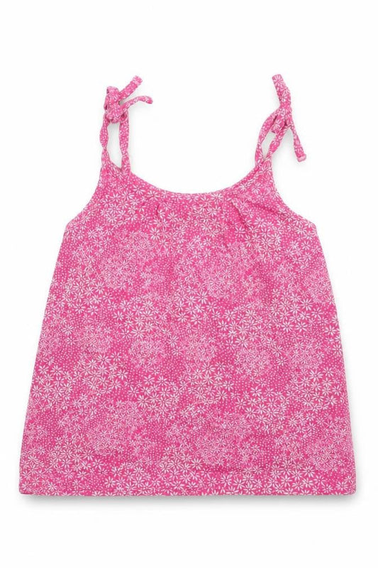 Front view of Matalan girls’ pink geometric basic t-shirt, size 4, years