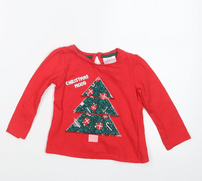Additional front view of So Cute girls’ red basic t-shirt, size 12-18, months - christmas