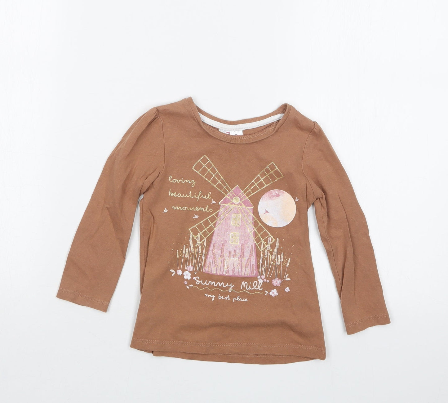 So Cute Girls Beige   Basic T-Shirt Size 12-18 Months