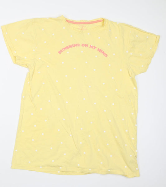 Primark Womens Yellow Geometric  Top Pyjama Top Size 10