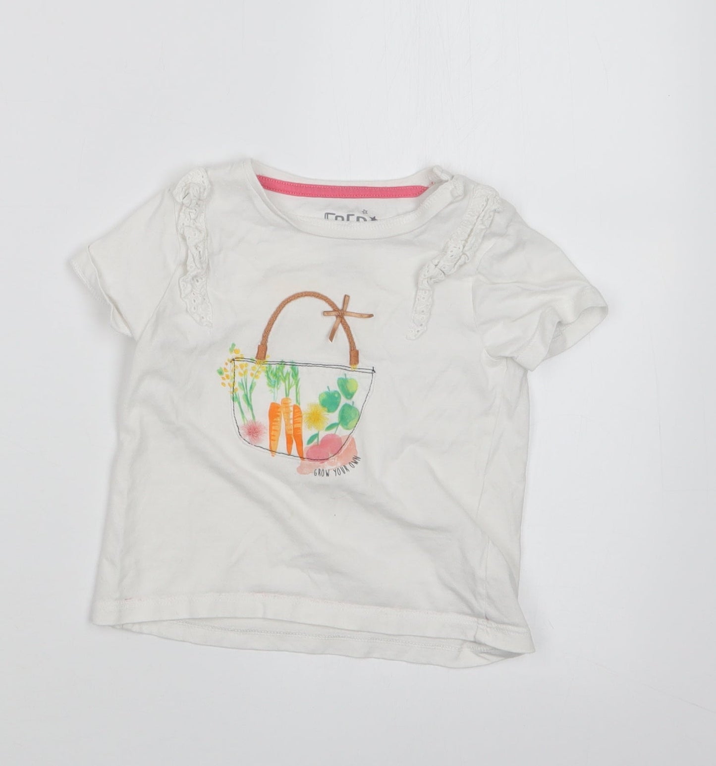 F&F Girls White   Basic T-Shirt Size 18-24 Months