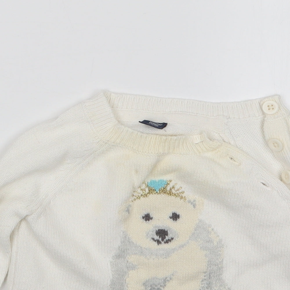 Gap Girls White  Knit Pullover Jumper Size 2 Years