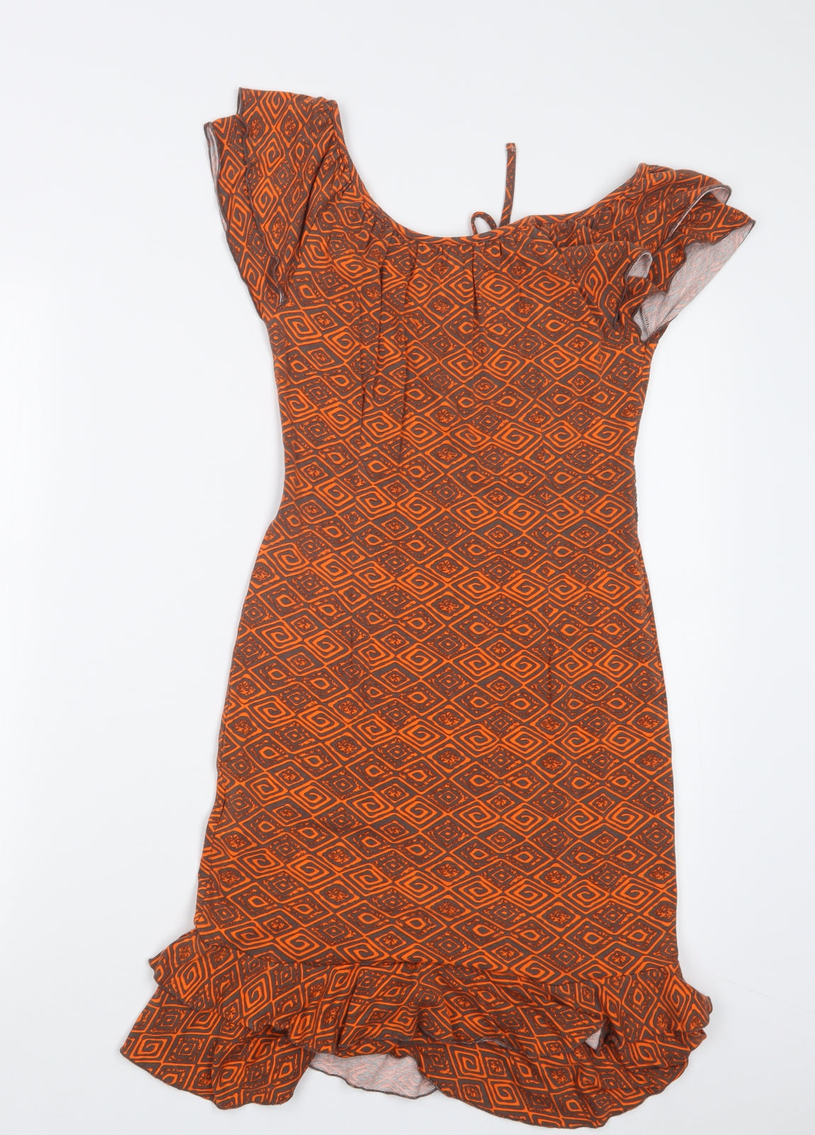 Body Flirt Womens Orange Geometric  T-Shirt Dress  Size XS
