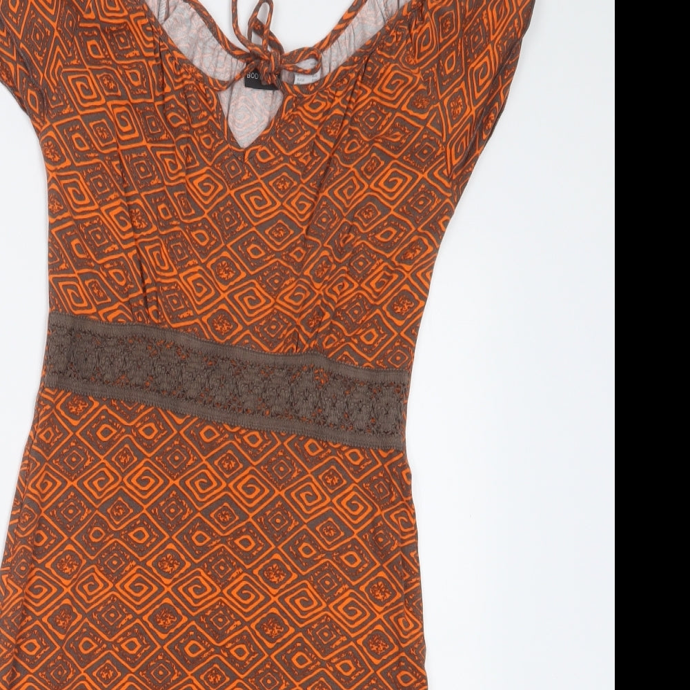 Body Flirt Womens Orange Geometric  T-Shirt Dress  Size XS