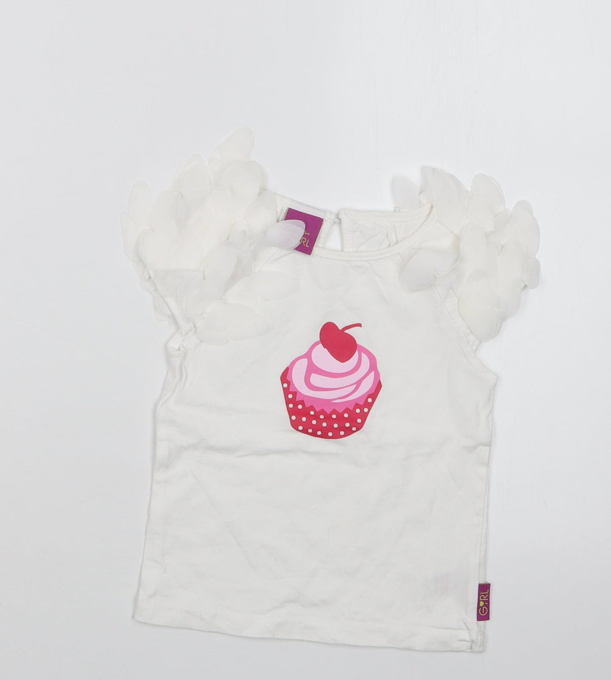 Additional front view of Emma Bunton girls’ white basic t-shirt, size 18-24, months