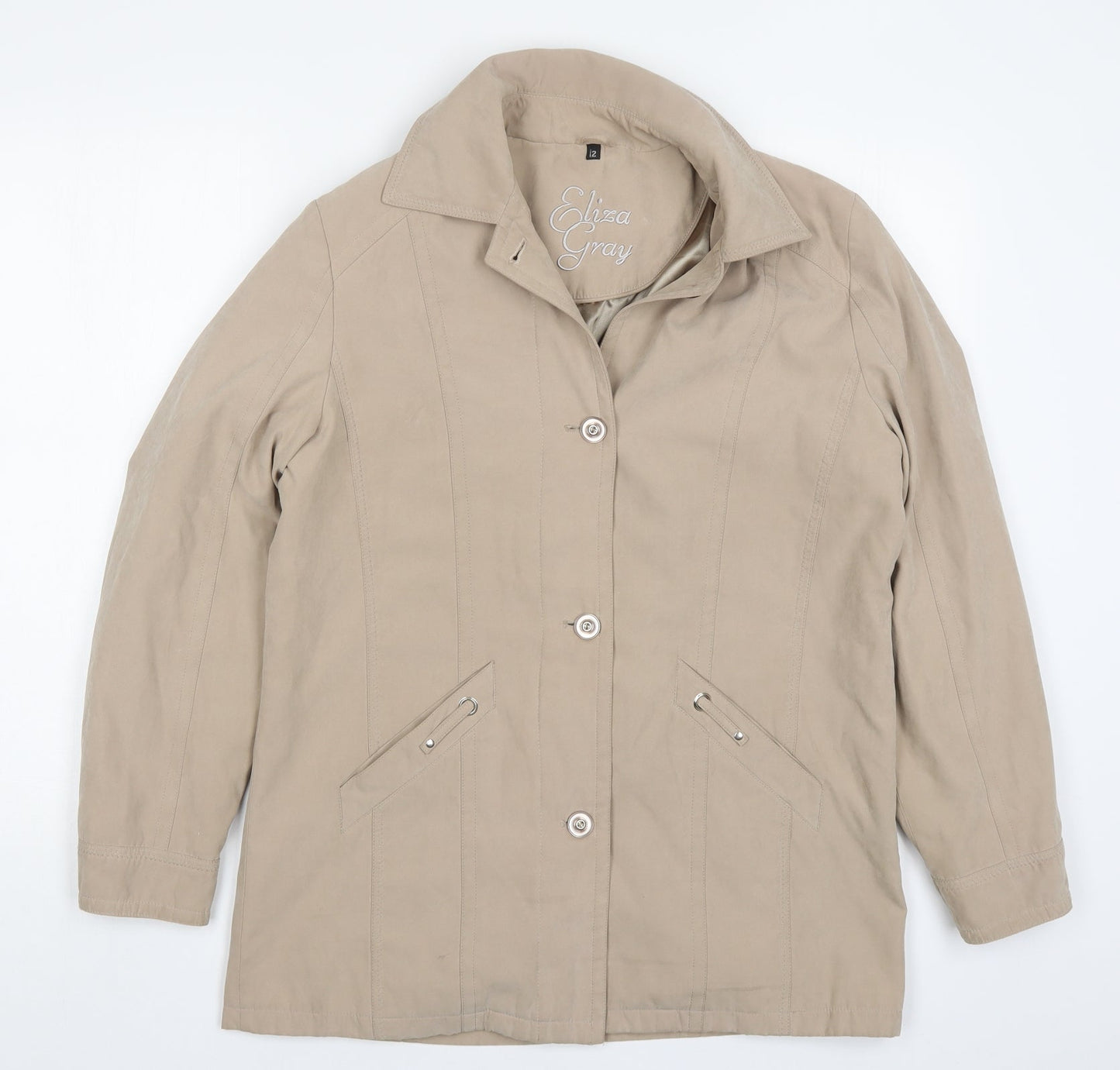 Eliza Grey Womens Beige   Jacket  Size 12