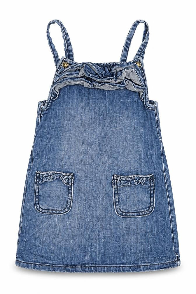 United Colors of Benetton Girls Blue  Denim Pinafore/Dungaree Dress  Size 3-4 Years