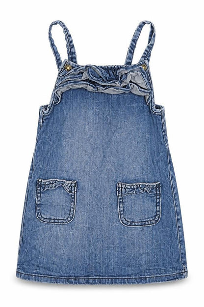 United Colors of Benetton Girls Blue  Denim Pinafore/Dungaree Dress  Size 3-4 Years