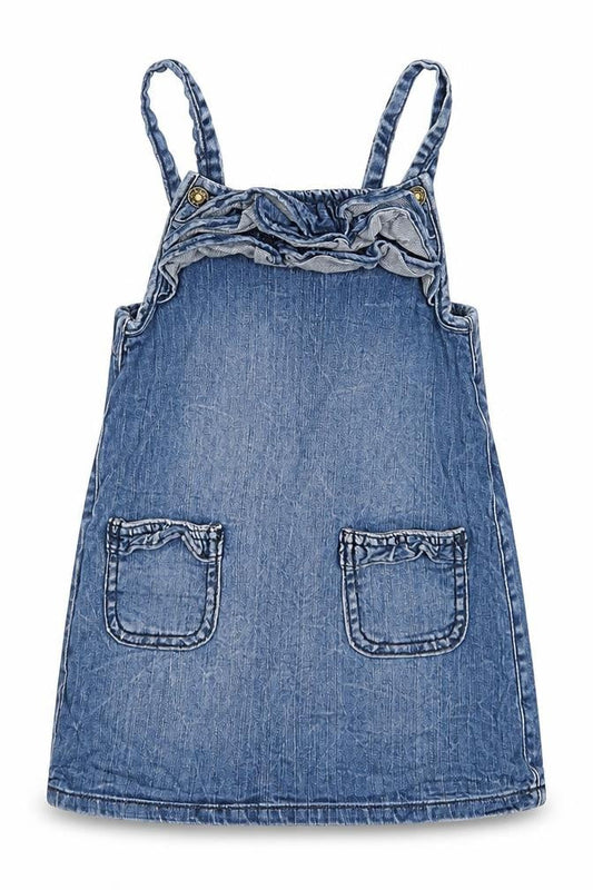 United Colors of Benetton Girls Blue  Denim Pinafore/Dungaree Dress  Size 3-4 Years