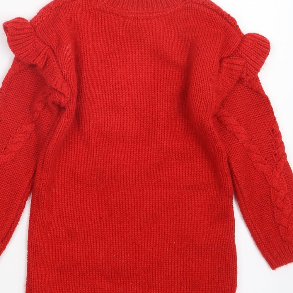 TU Girls Red  Knit Pullover Jumper Size 3-4 Years