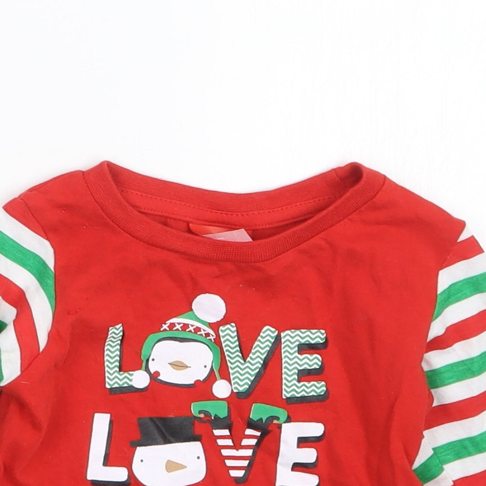 B&M Boys Red Geometric  Babydoll Pyjama Top Size 6-9 Months  - Christmas